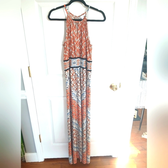 London Times Spaghetti Strap Halter Maxi Dress Size 8 Resort Cruise Wedding - Picture 1 of 6